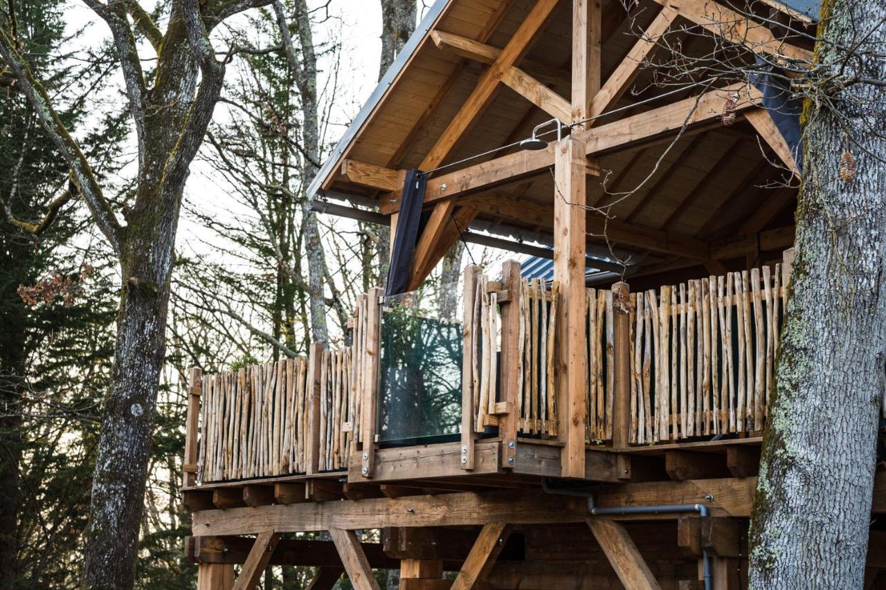 Charmante Cabane Dans Les Arbres Avec Jacuzzi Et Sauna Boismorand المظهر الخارجي الصورة